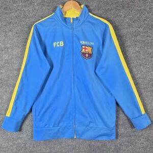 FC Barcelona Official Zip-Up Jacket Blue Yellow Size M Crest Logo Soccer Futbol